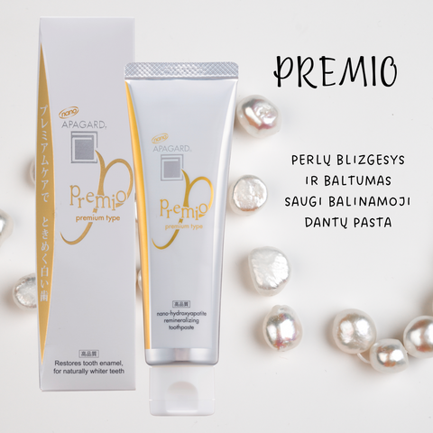 APAGARD PREMIO 100g - premium dantų pasta dantų balinimui ir remineralizacijai, be fluoro, APADENT